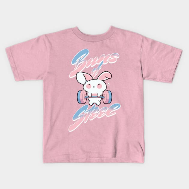 Buns of steel Kids T-Shirt by Depressed Bunny